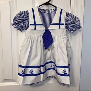 Vintage Toddler Dress 4T RN 16954~SAILBOATS ~Beautiful Condition New WO Tag 3T